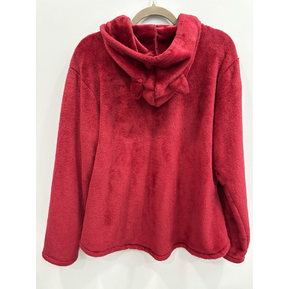Red Fuzzy Hoodie Whiskers Sweatshirt "Fluff You" Cat Graphic Cozy M Cat Lady - Picture 2 of 10